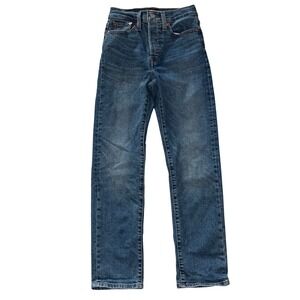 Levi's Wedgie Straight Jeans Women 24 High Rise Light Wash Denim Stretch